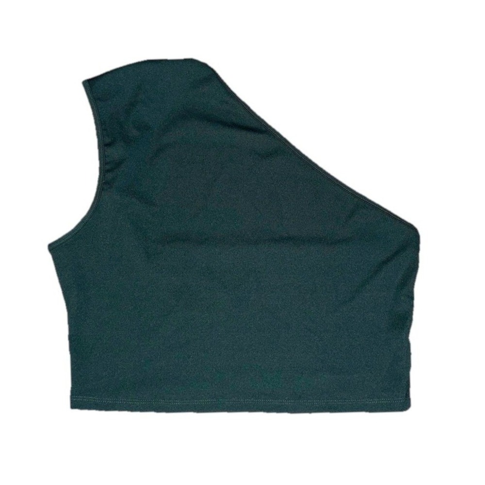 Blush Mark Women's‎ Cropped Green One Shoulder Top Blouse Medium